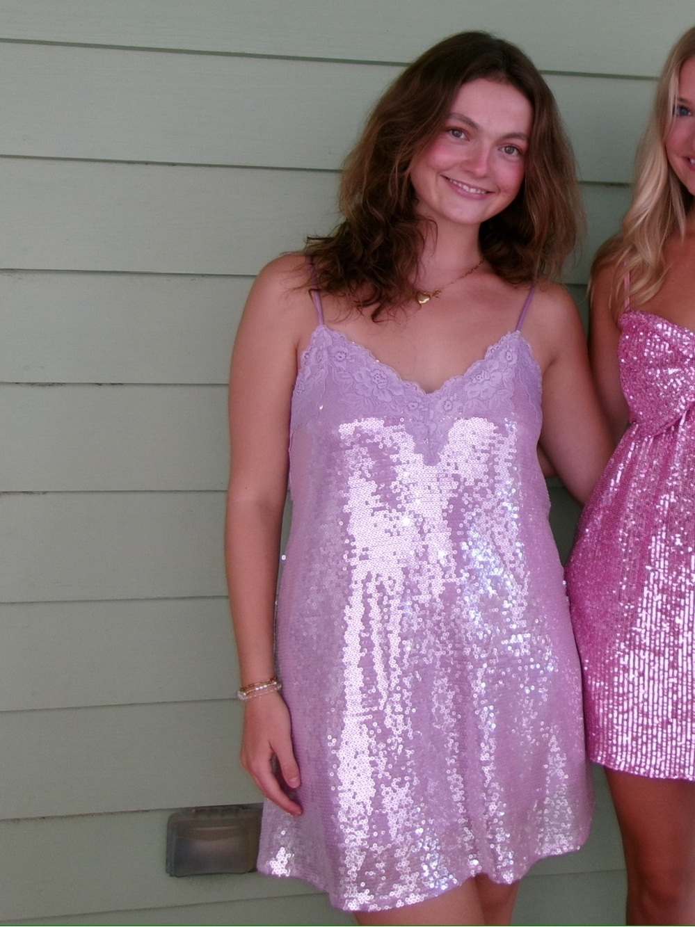 Macy's Lavender Sequin Spaghetti-Strap Mini Dress